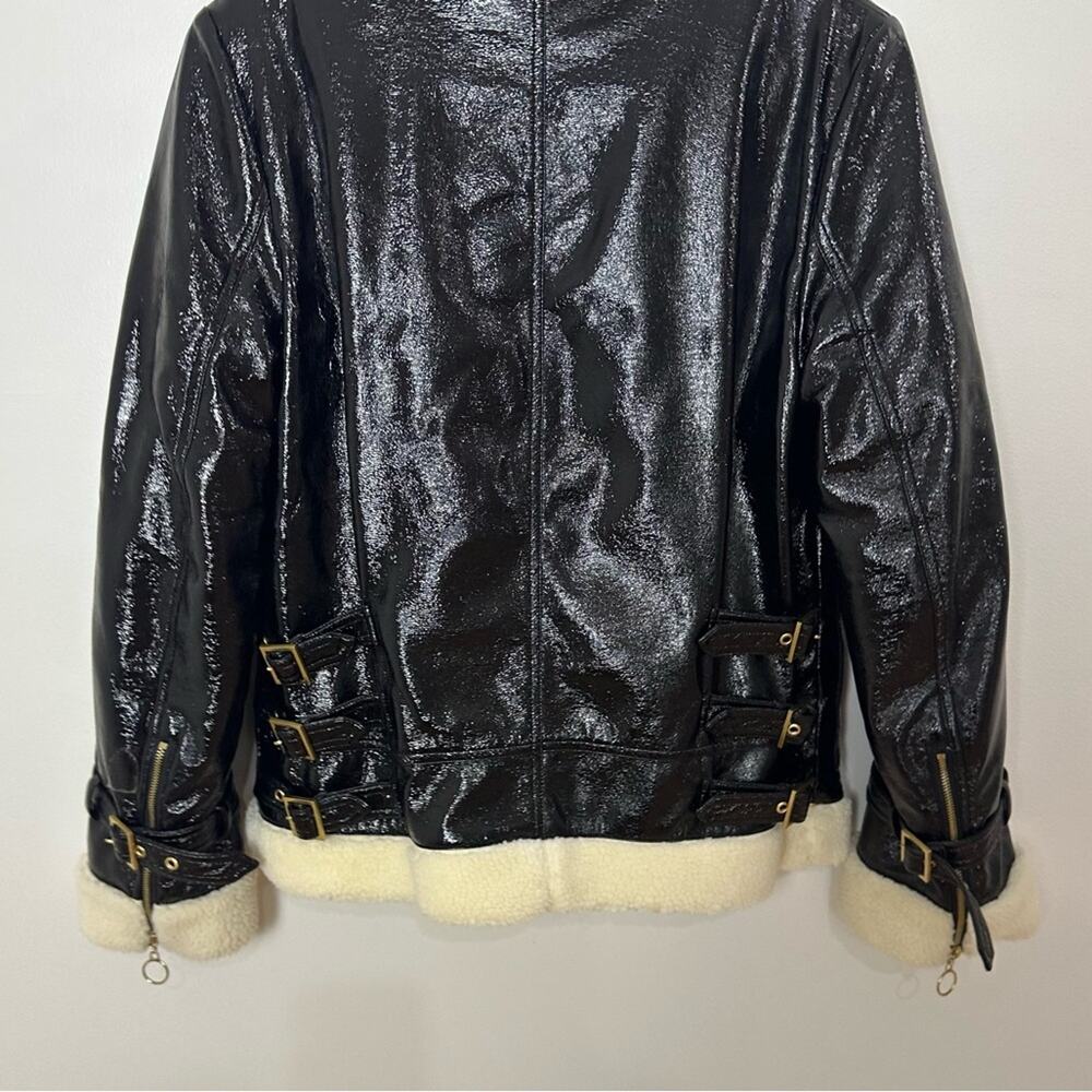 Jonathan Simkhai Vegan Leather Sherpa Aviator Bomber Jacket Women’s XS Black - Picture 8 of 16
